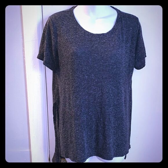 BERSHKA Grey Space Dye Hi Low T-Shirt-L - Picture 1 of 7